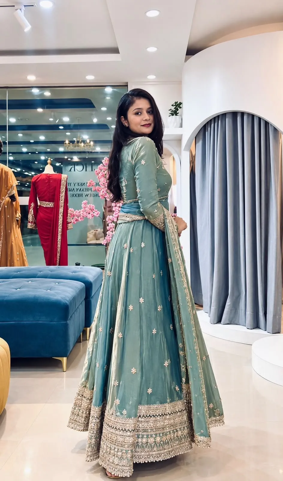 Heavy Sequence Work Fendy Silk Anarkali Gown Set