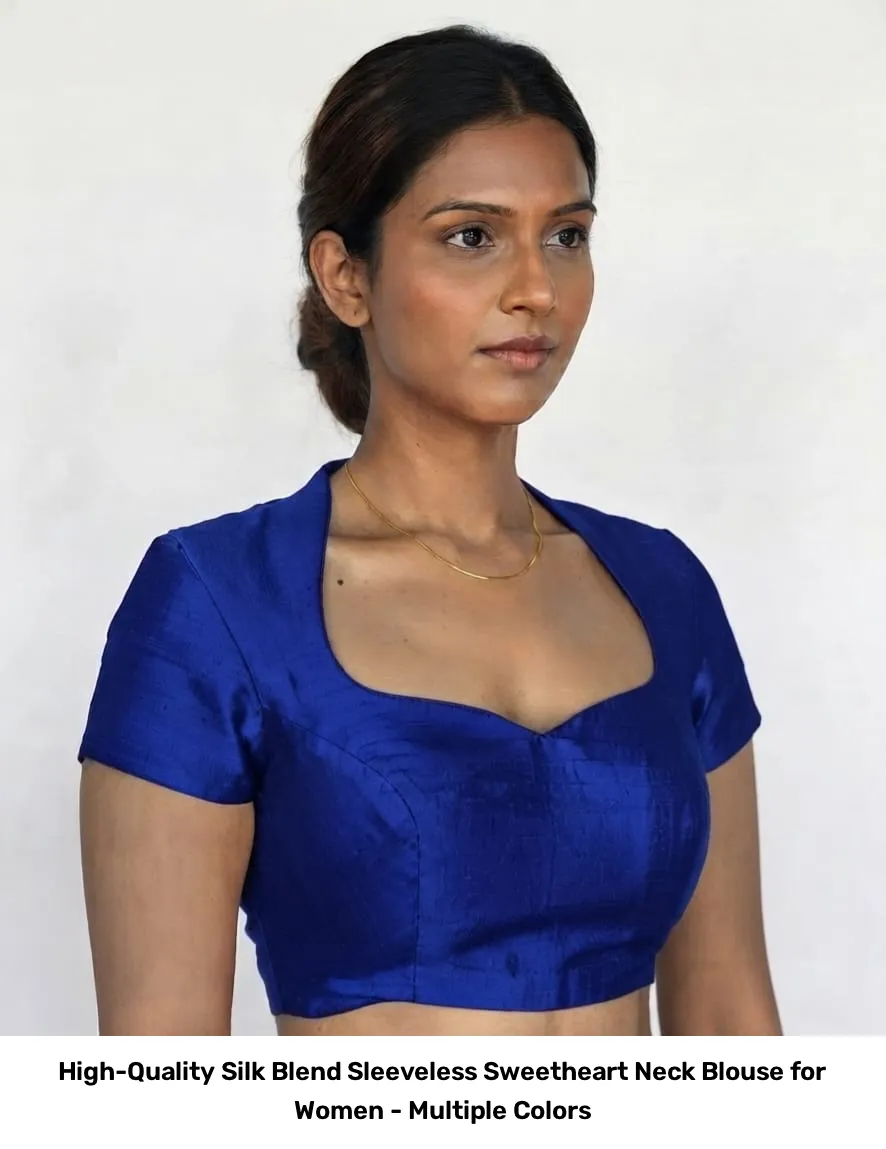 High-Quality Silk Blend Sleeveless Sweetheart Neck Blouse for Women - Multiple Colors 2