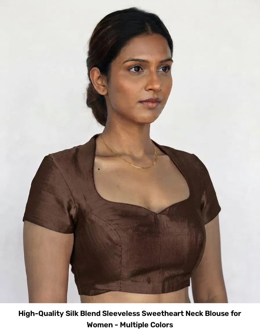 High-Quality Silk Blend Sleeveless Sweetheart Neck Blouse for Women - Multiple Colors 4
