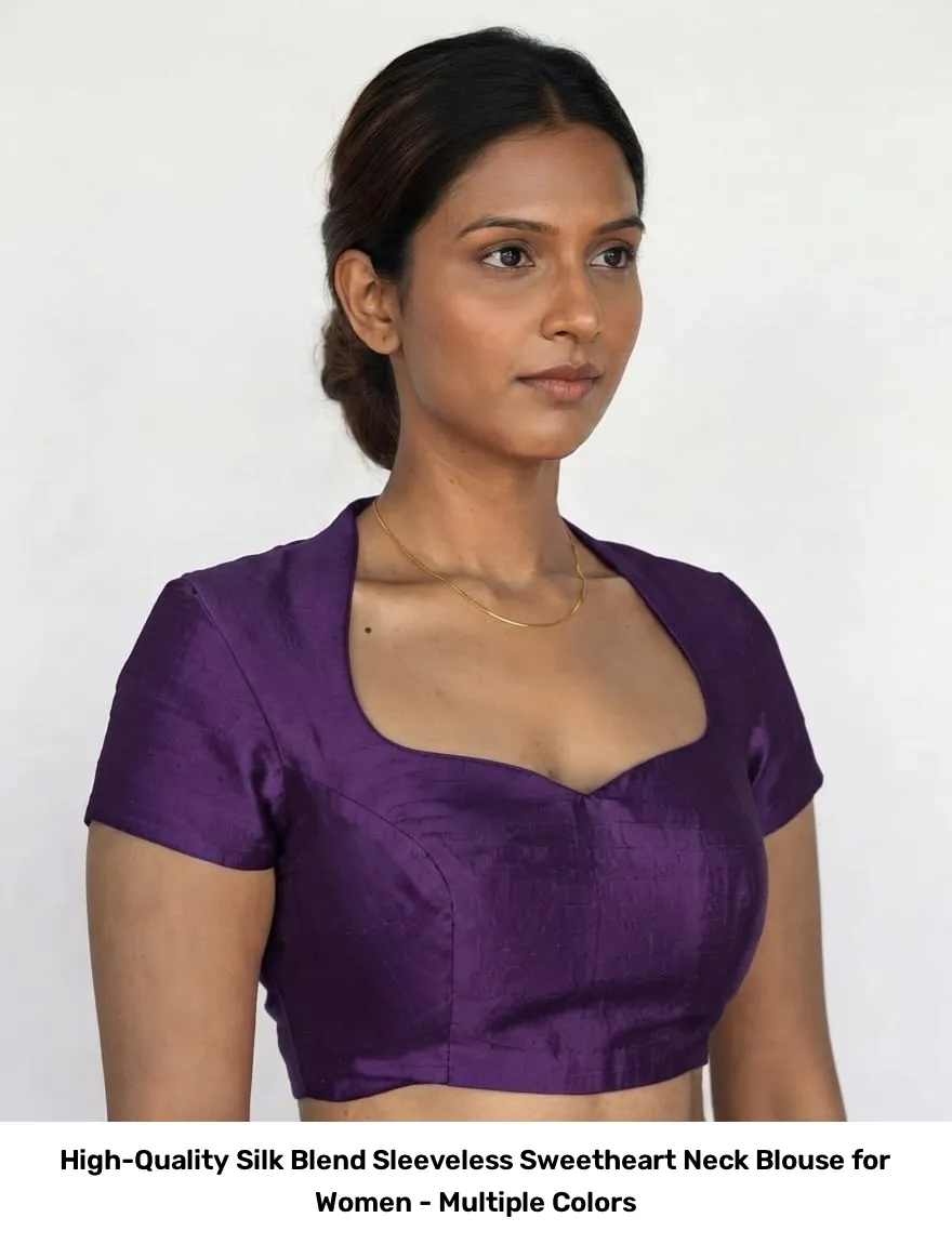 High-Quality Silk Blend Sleeveless Sweetheart Neck Blouse for Women - Multiple Colors 5