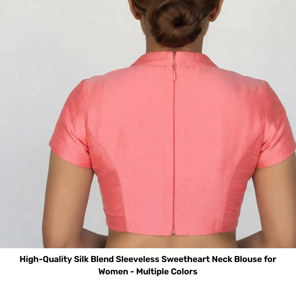 High-Quality Silk Blend Sleeveless Sweetheart Neck Blouse for Women - Multiple Colors 6
