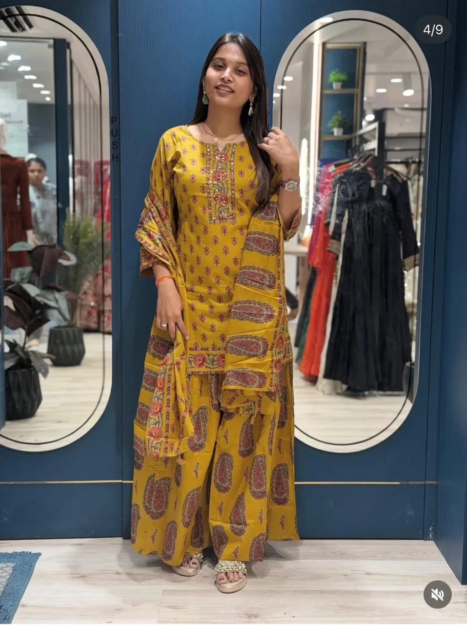 Jaipuri Print Pure Cotton Kurti with Skirt & Dupatta Set for Women | 60s Cotton Hand Work Ethnic Gopi Dress Set