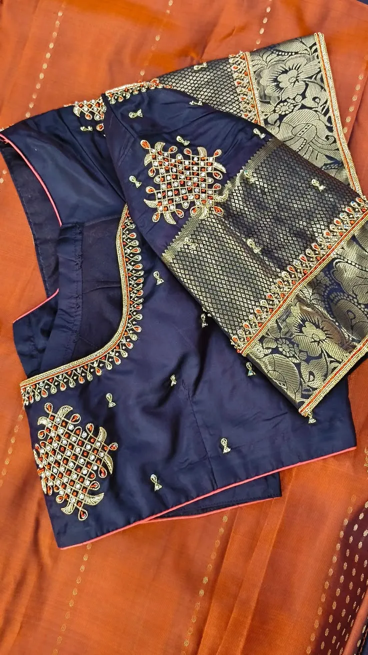 Kolam Design Aari Work Blouse – Silk Saree Blouse at Wholesale Cost