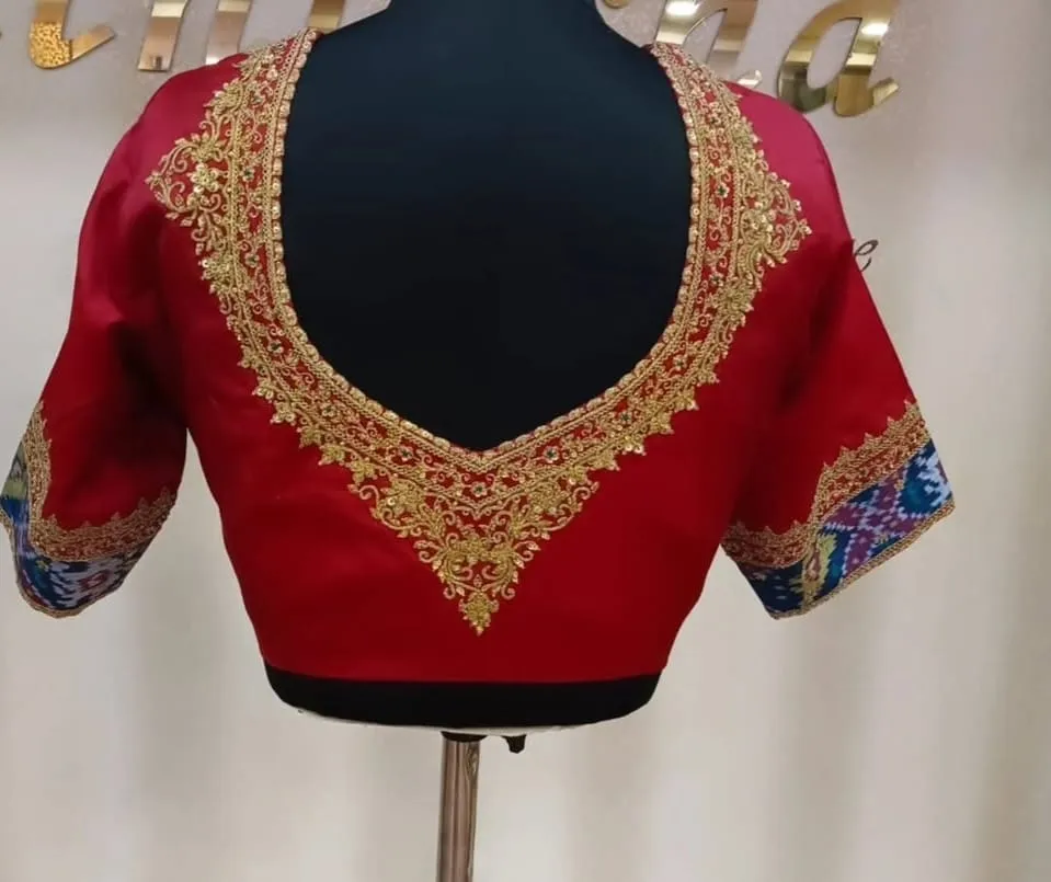 Latest Designer Red Maggam Work Blouse Designs for Sarees | Buy Readymade Blouse Online