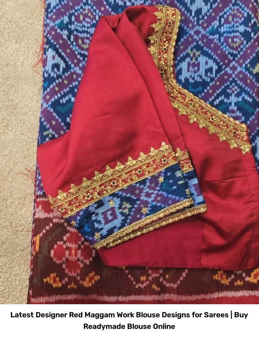 Latest Designer Red Maggam Work Blouse Designs for Sarees | Buy Readymade Blouse Online 2