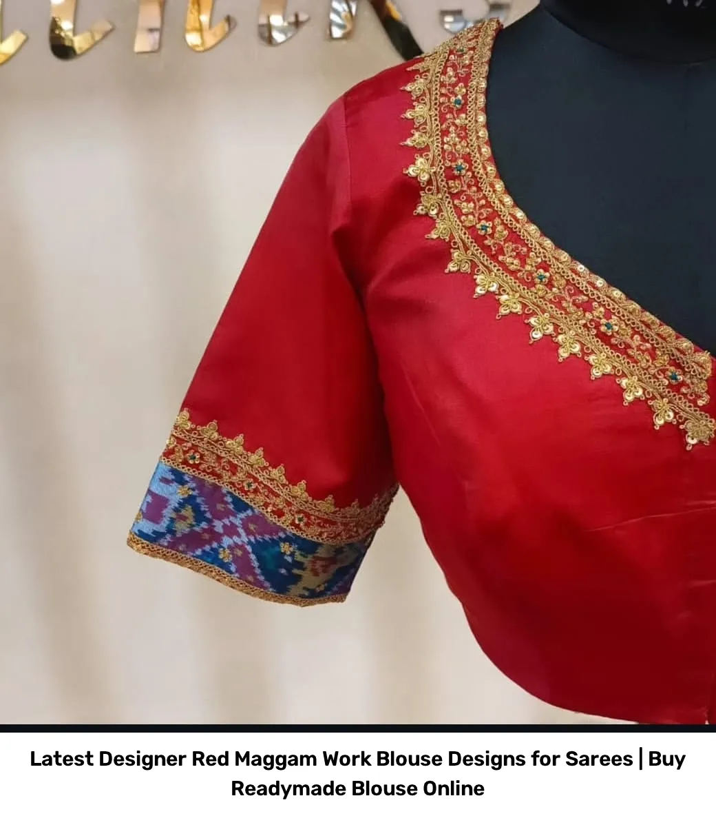 Latest Designer Red Maggam Work Blouse Designs for Sarees | Buy Readymade Blouse Online 3