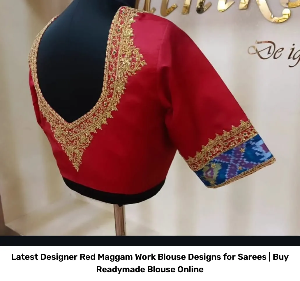 Latest Designer Red Maggam Work Blouse Designs for Sarees | Buy Readymade Blouse Online 4