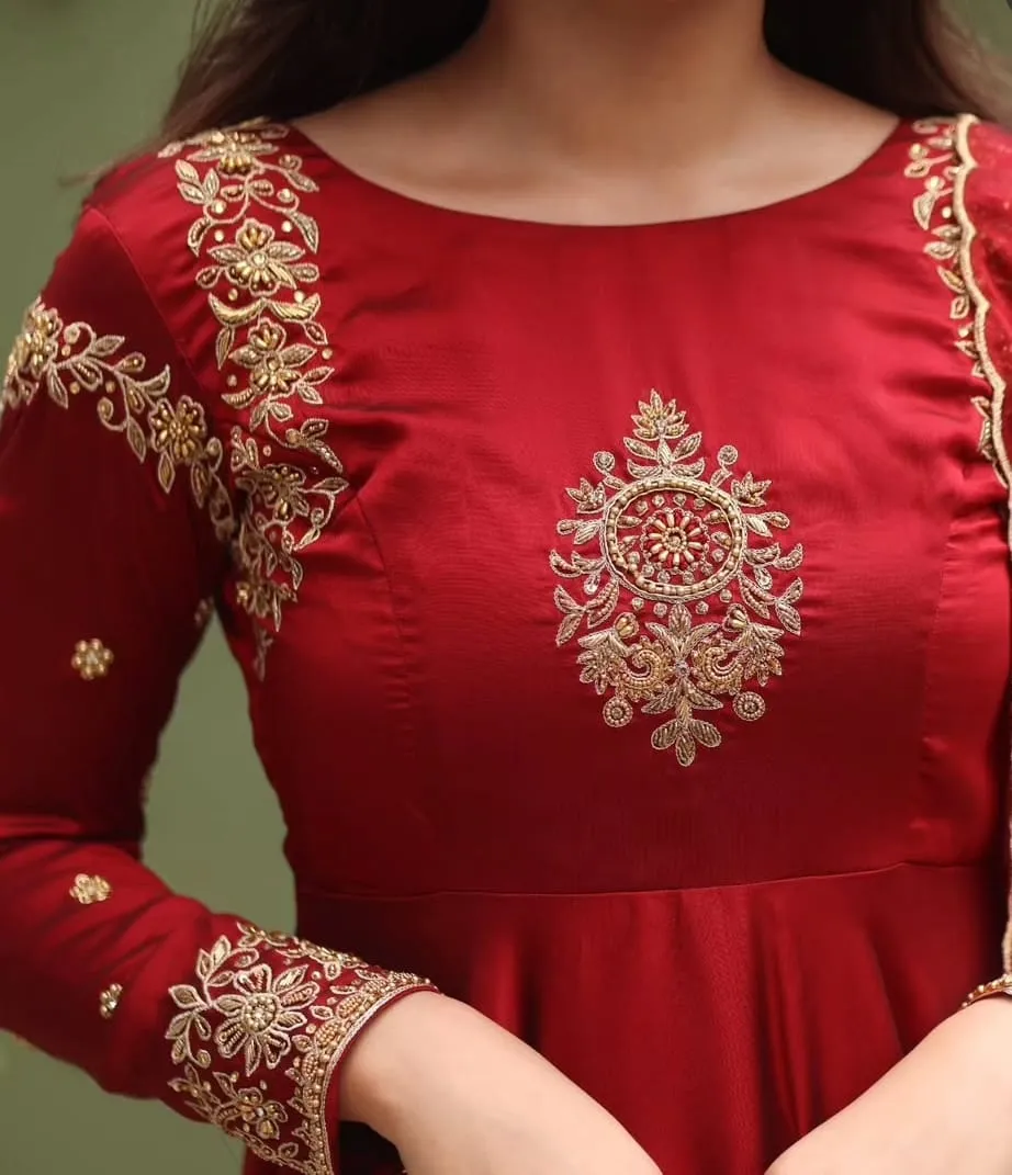 Latest Maroon Red Anarkali Dress with Dupatta – Buy Designer Ethnic Wear Online