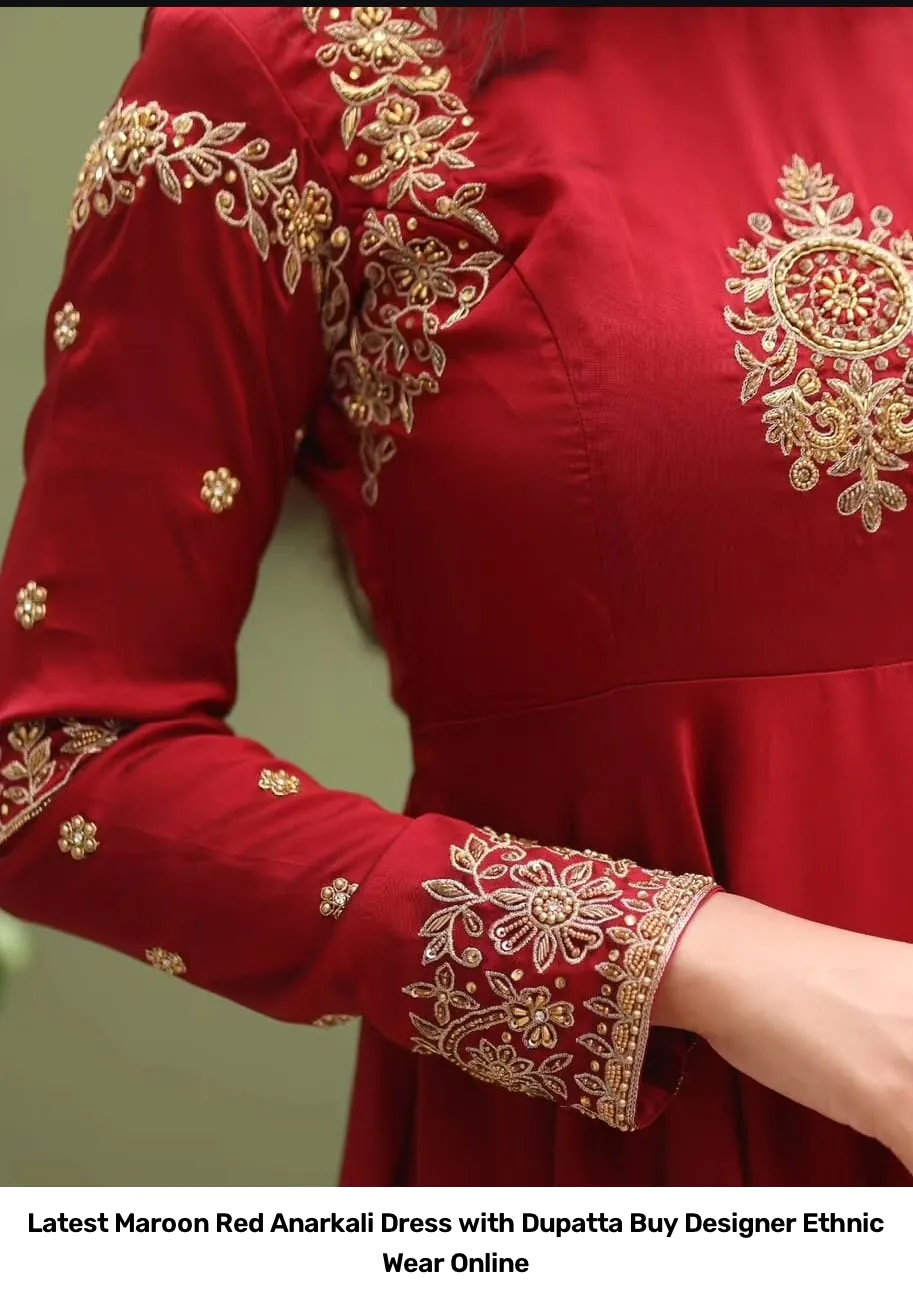 Latest Maroon Red Anarkali Dress with Dupatta – Buy Designer Ethnic Wear Online 2
