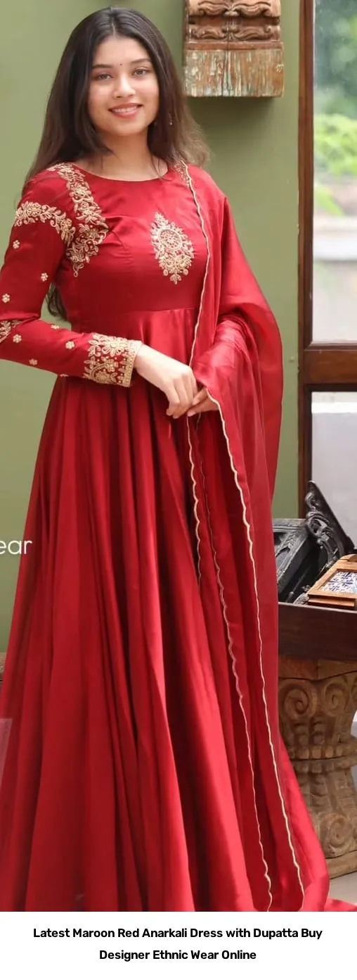 Latest Maroon Red Anarkali Dress with Dupatta – Buy Designer Ethnic Wear Online 5
