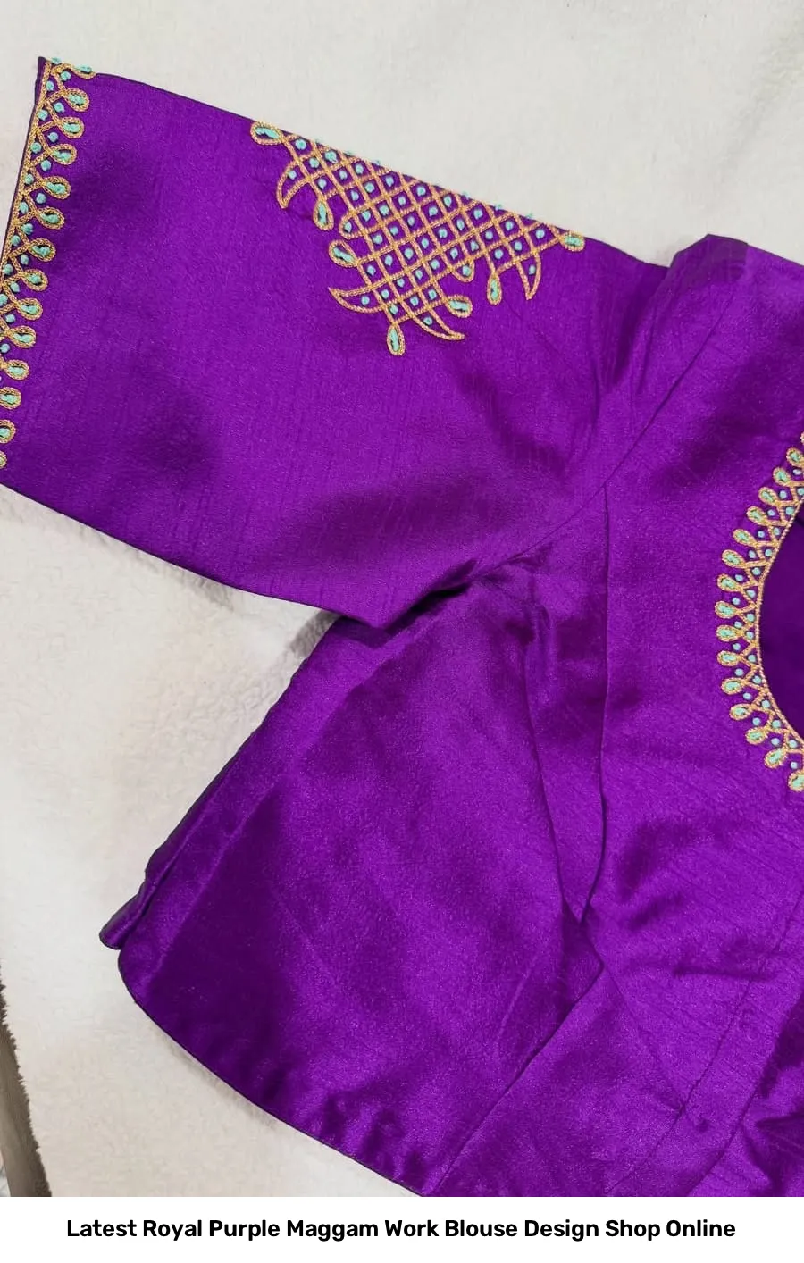 Latest Royal Purple Maggam Work Blouse Design – Shop Online 2