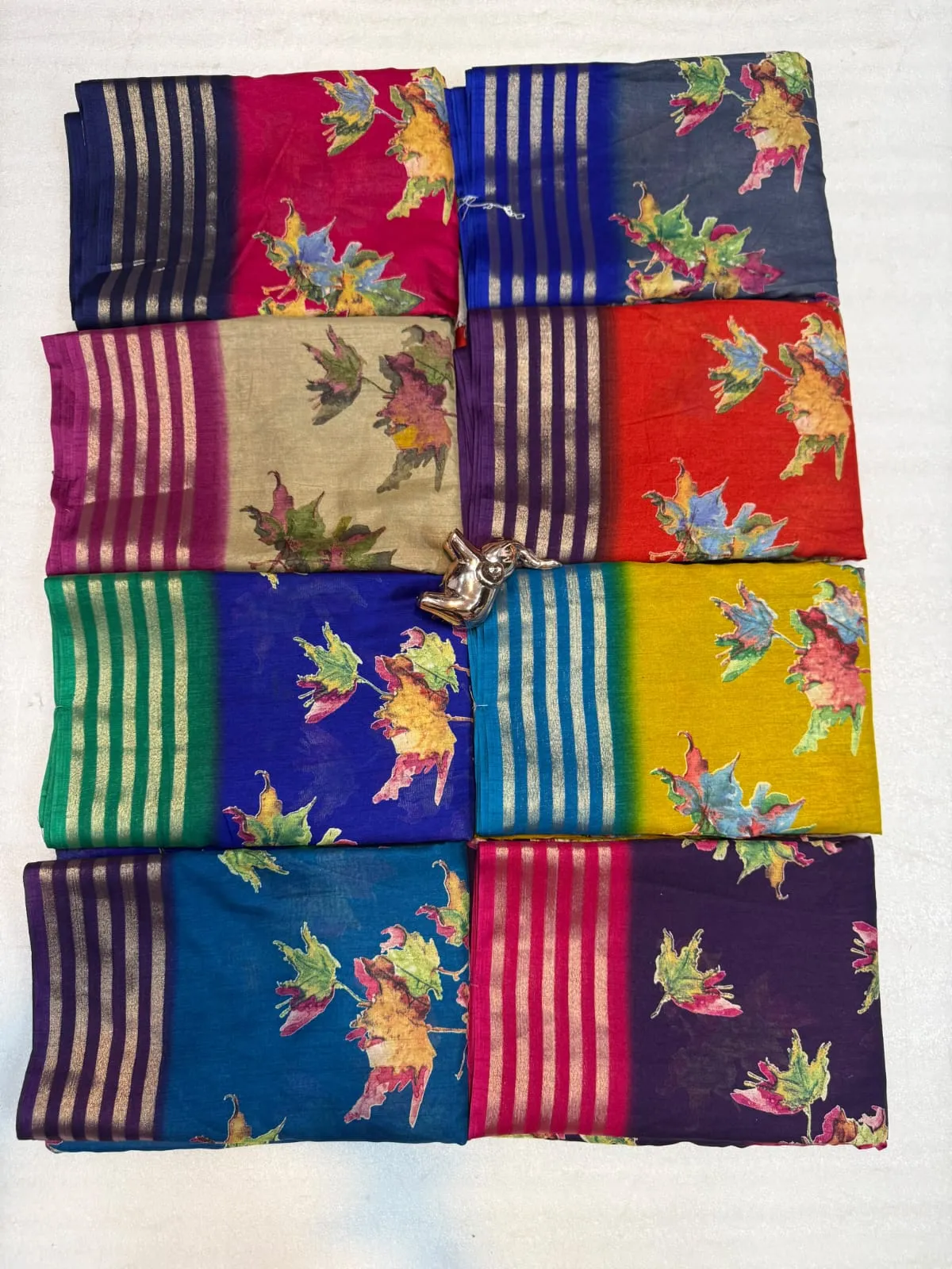 Lightweight Pure Desi Tussar Daily Wear Saree | Elegant Floral Print with Rich Contrast Woven Zari Border (Ready Stock)