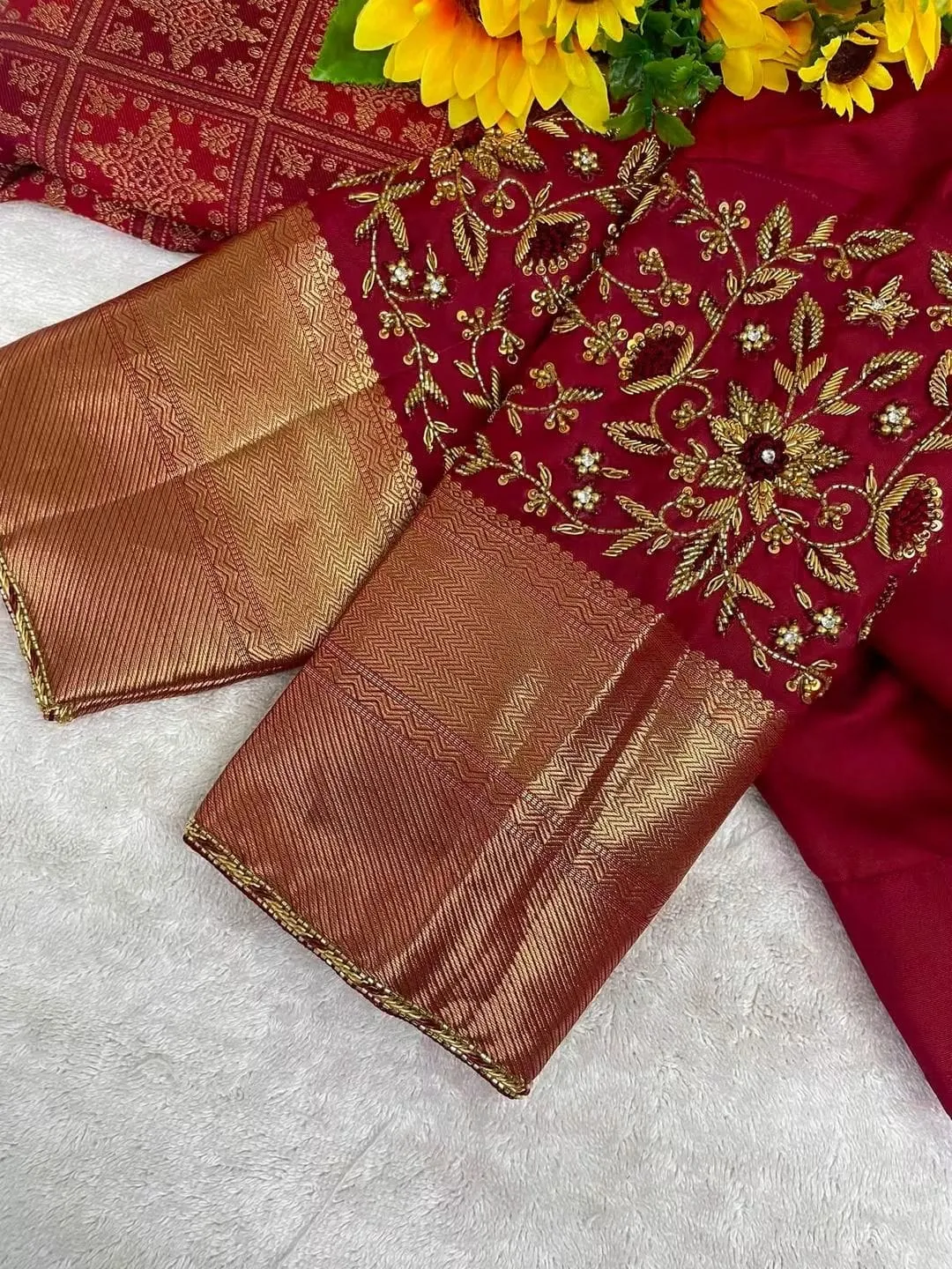 Maroon Aari Work Bridal Blouse – Silk Saree Blouse at Wholesale Cost