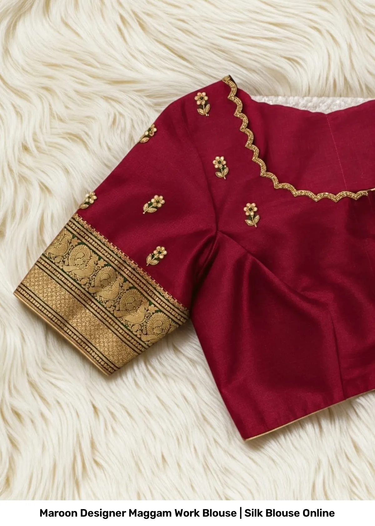 Maroon Designer Maggam Work Blouse | Silk Blouse Online 2