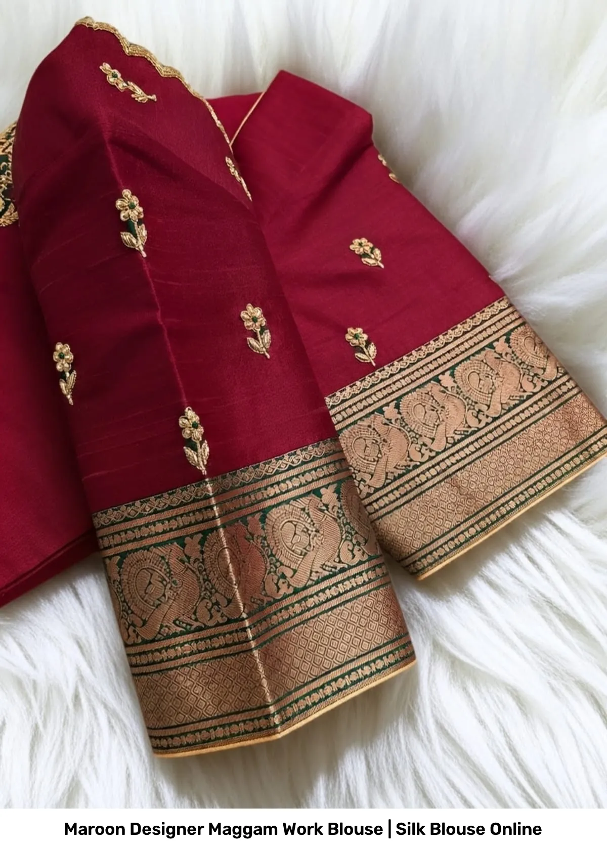 Maroon Designer Maggam Work Blouse | Silk Blouse Online 3