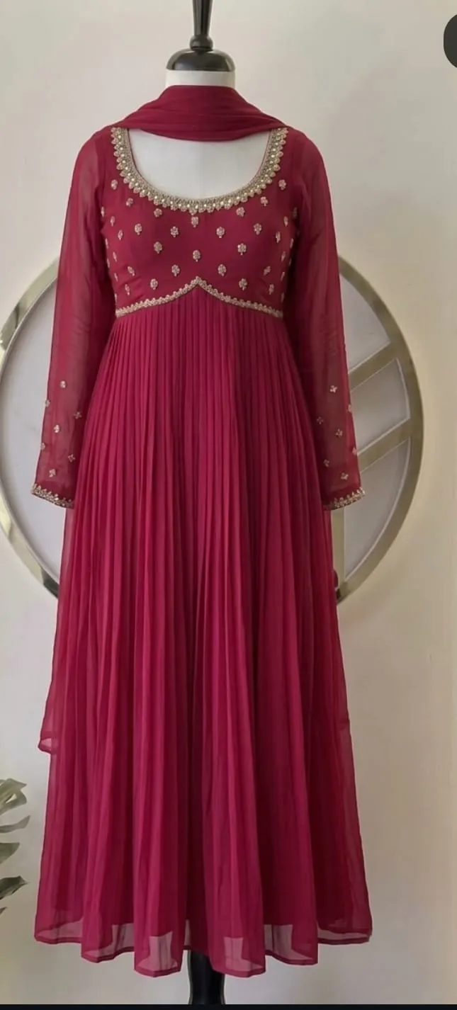 Maroon Pleated Anarkali Suit Set with Dupatta | Designer Ethnic Wear 1