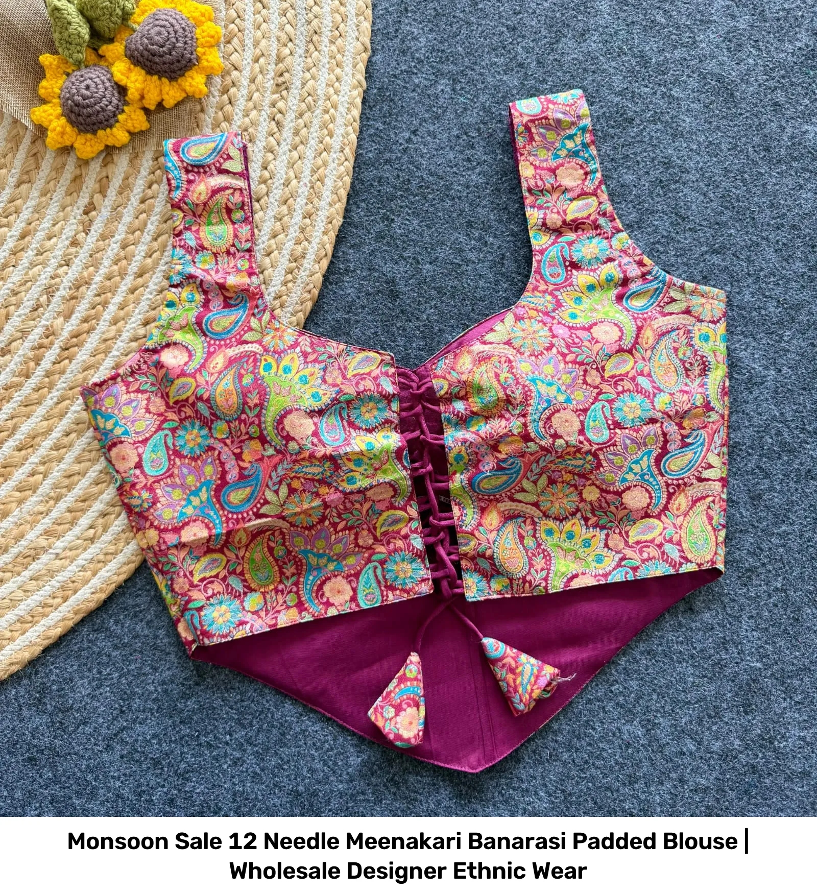 Monsoon Sale 12 Needle Meenakari Banarasi Padded Blouse | Wholesale Designer Ethnic Wear 4