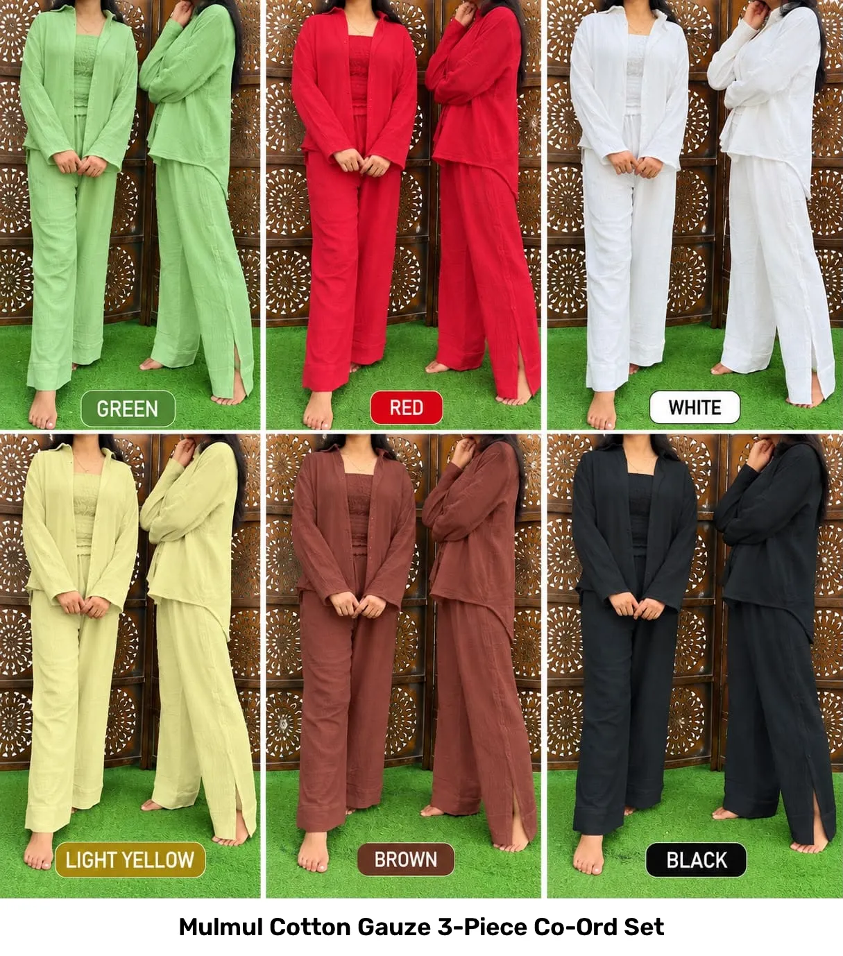 Mulmul Cotton Gauze 3-Piece Co-Ord Set 2