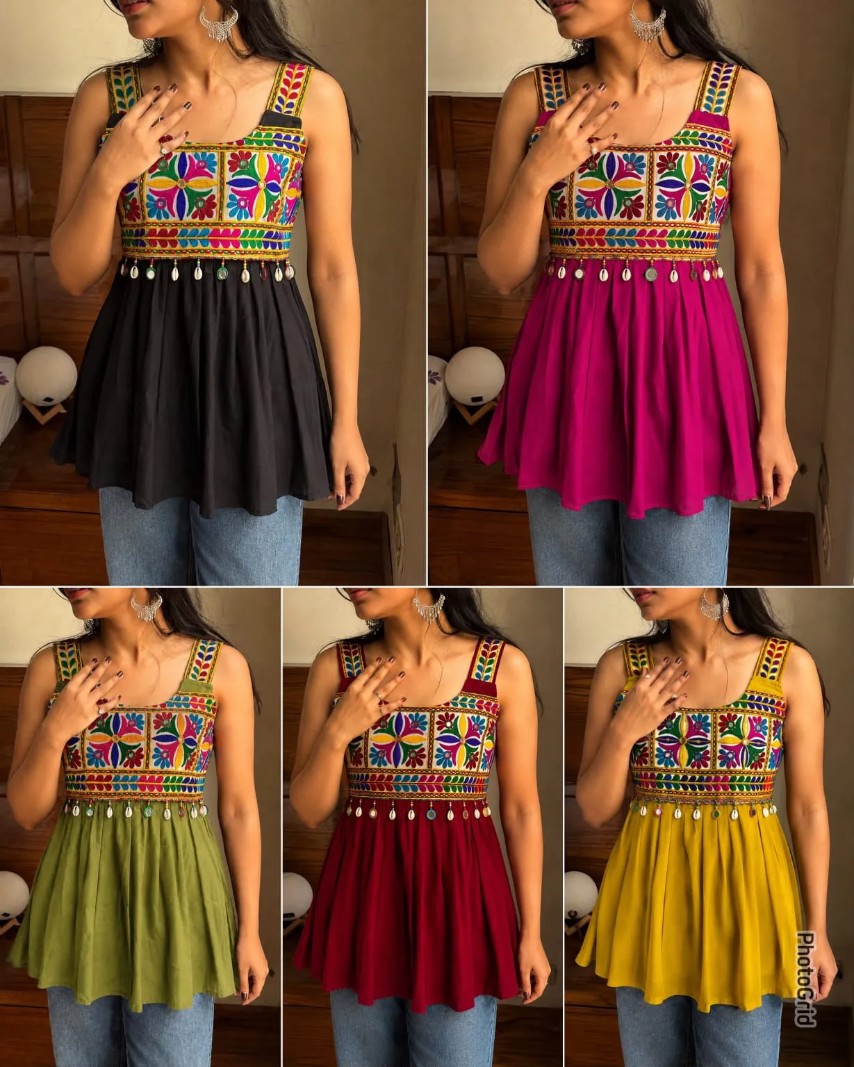 Navratri Garba Special Real Mirror Work Short Kurta for Women