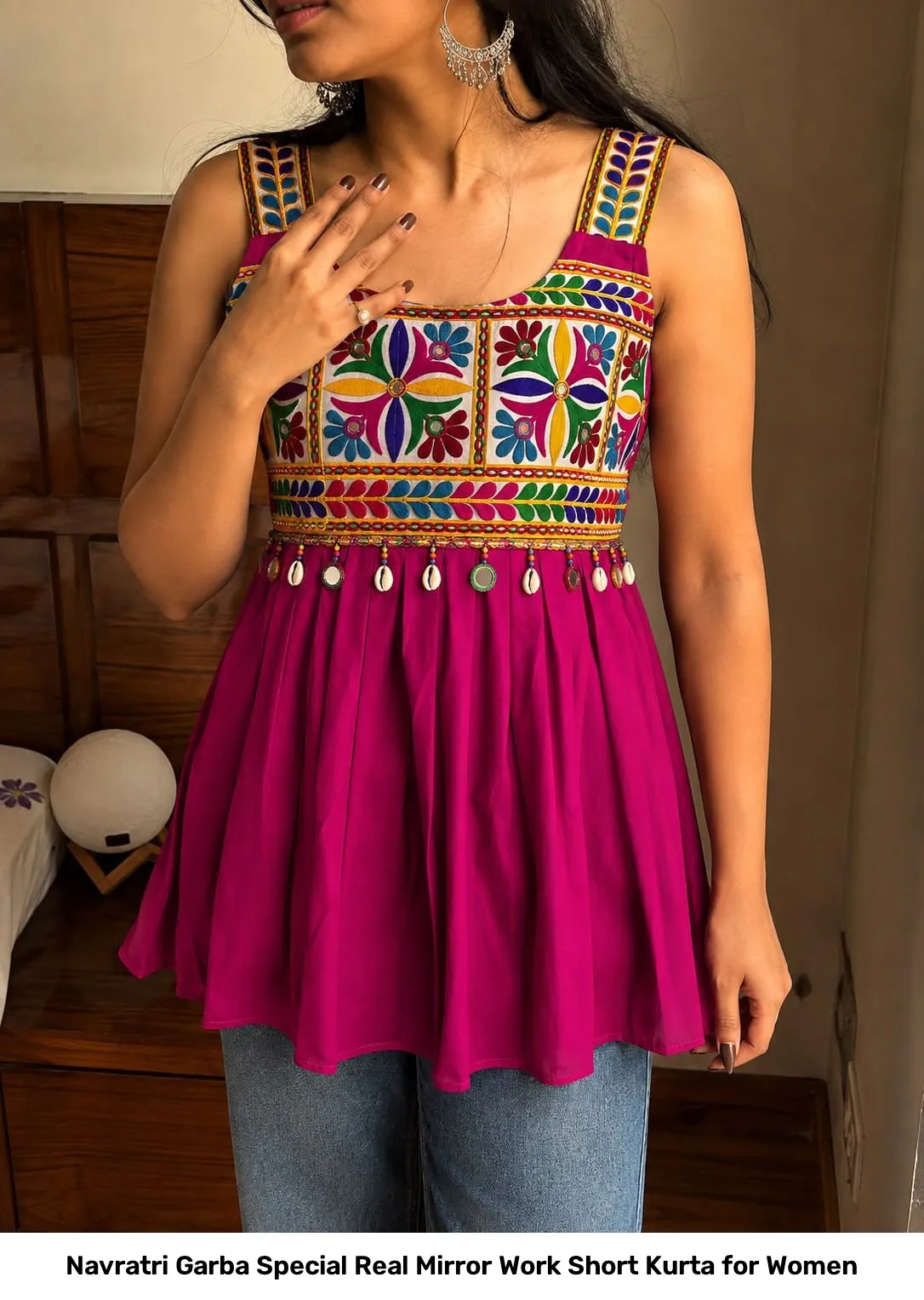 Navratri Garba Special Real Mirror Work Short Kurta for Women 2