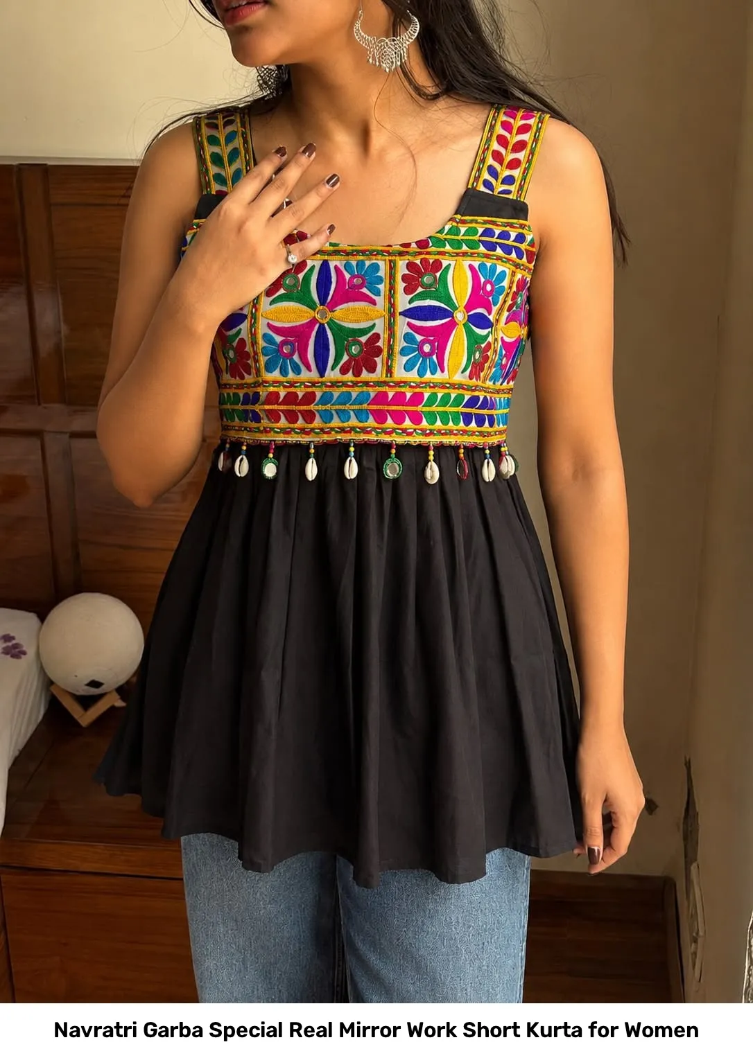 Navratri Garba Special Real Mirror Work Short Kurta for Women 4