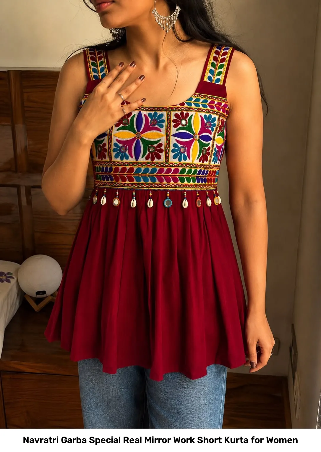 Navratri Garba Special Real Mirror Work Short Kurta for Women 7
