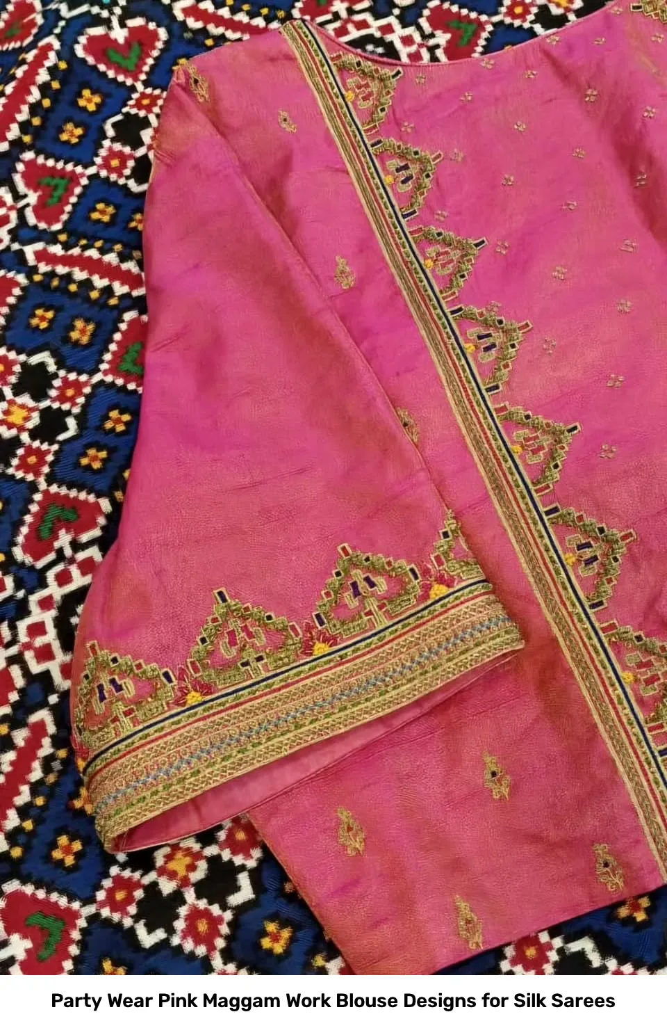 Party Wear Pink Maggam Work Blouse Designs for Silk Sarees 2