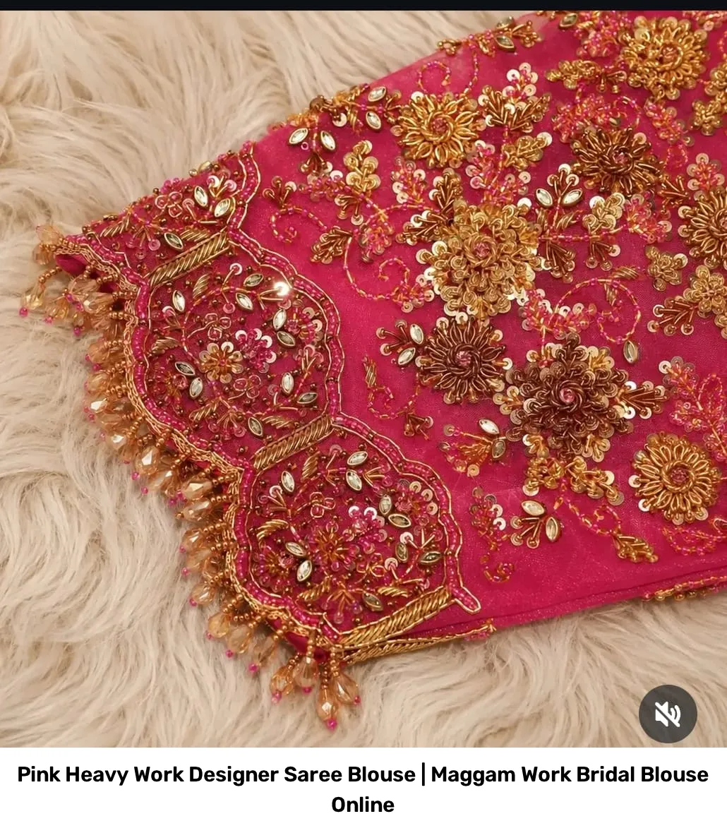 Pink Heavy Work Designer Saree Blouse | Maggam Work Bridal Blouse Online 2