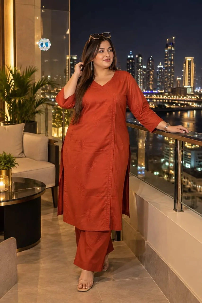 Plus Size Pure Cotton Chikankari Kurti with Palazzo Set (3XL to 6XL) | Festive & Casual Co-ord Suit for Women