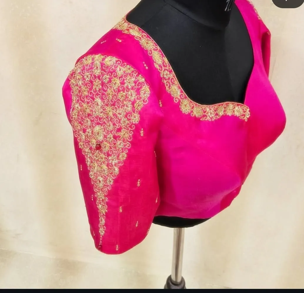 Premium Designer Maggam Work Blouse for Silk Sarees with Elbow Length Sleeves