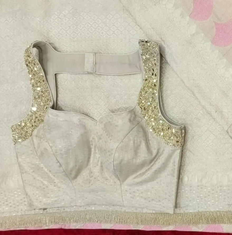 Premium Designer Party Wear Blouse for Sarees with Sleeveless Cutwork Neck