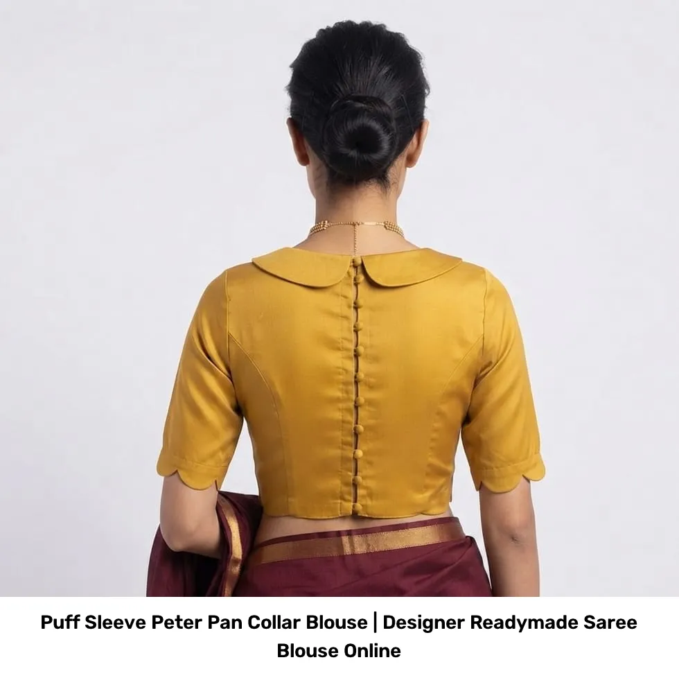 Puff Sleeve Peter Pan Collar Blouse | Designer Readymade Saree Blouse Online 10