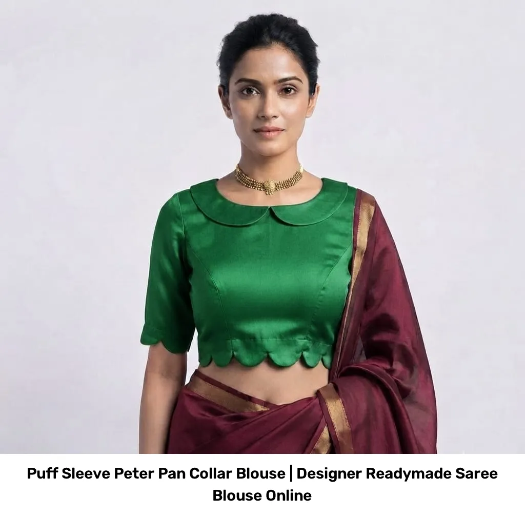 Puff Sleeve Peter Pan Collar Blouse | Designer Readymade Saree Blouse Online 3