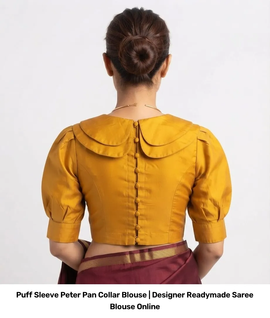 Puff Sleeve Peter Pan Collar Blouse | Designer Readymade Saree Blouse Online 8