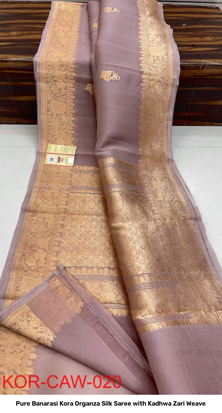 Pure Banarasi Kora Organza Silk Saree with Kadhwa Zari Weave 10