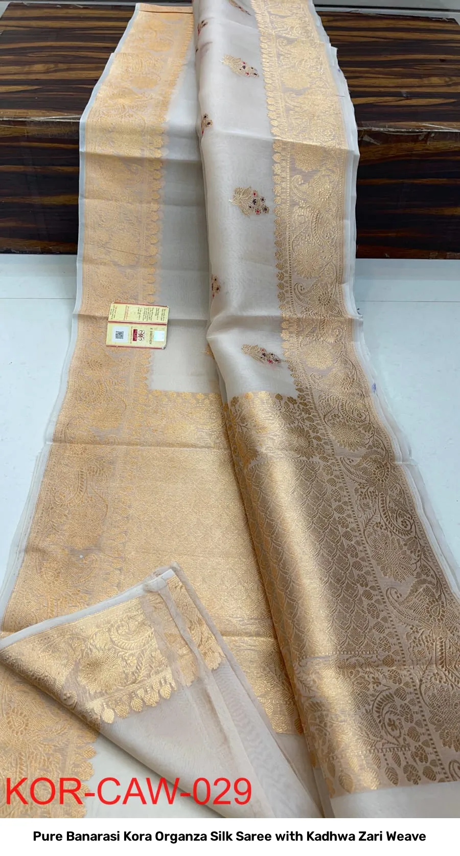 Pure Banarasi Kora Organza Silk Saree with Kadhwa Zari Weave 19