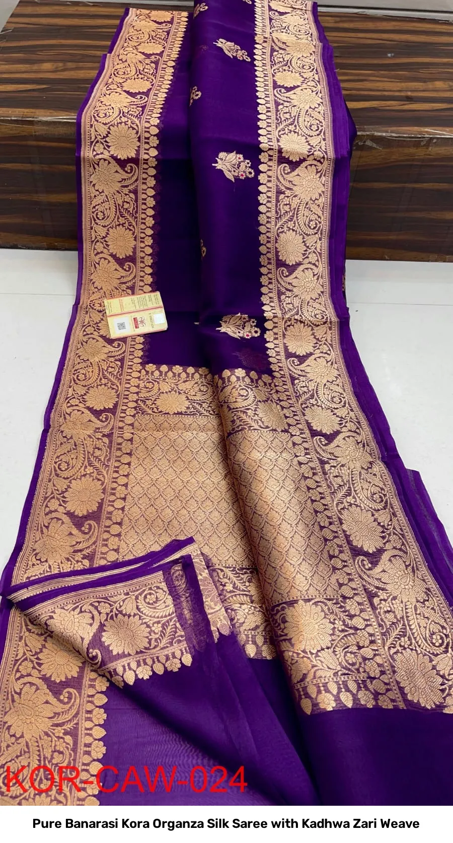 Pure Banarasi Kora Organza Silk Saree with Kadhwa Zari Weave 26