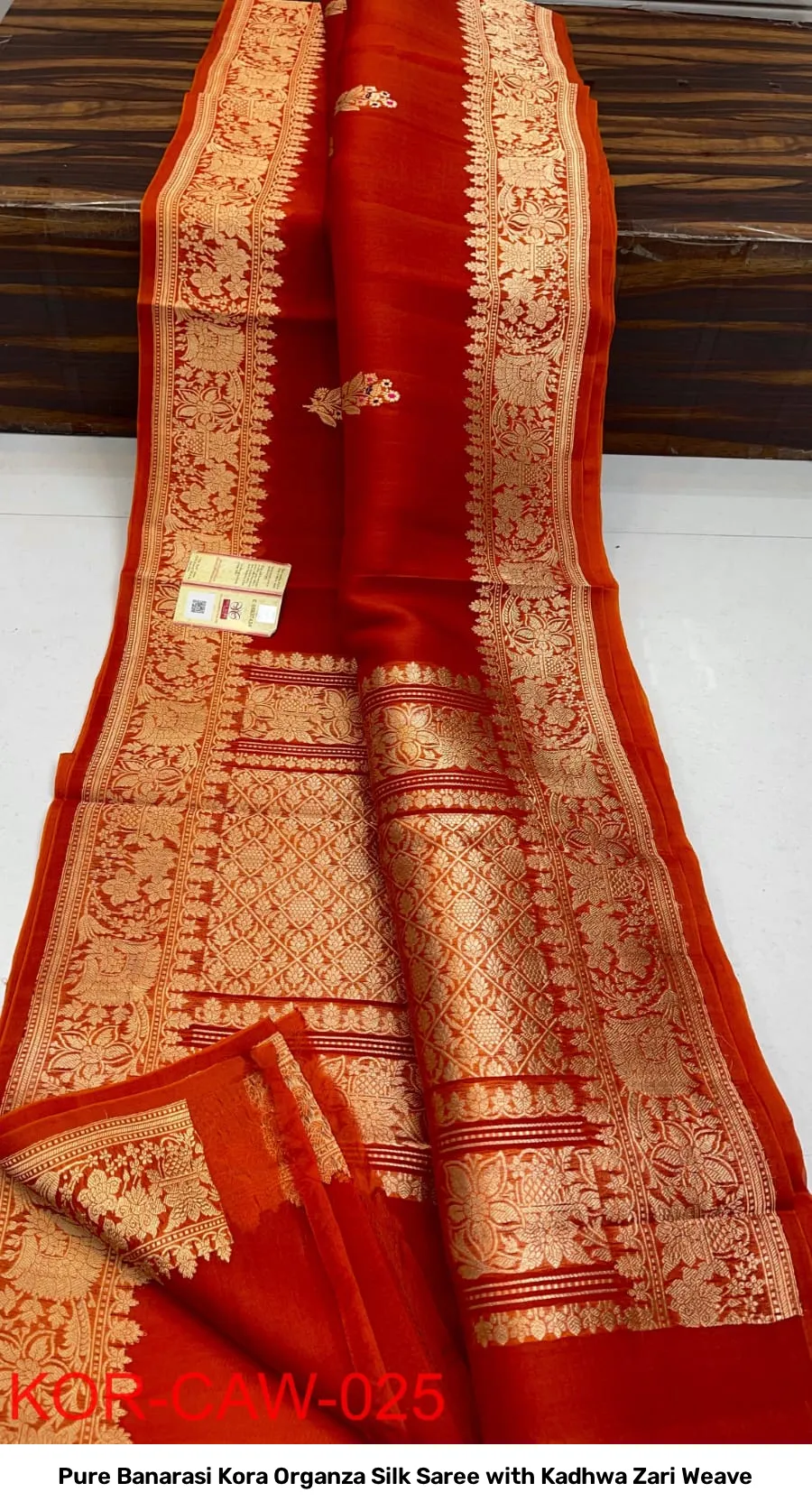 Pure Banarasi Kora Organza Silk Saree with Kadhwa Zari Weave 3