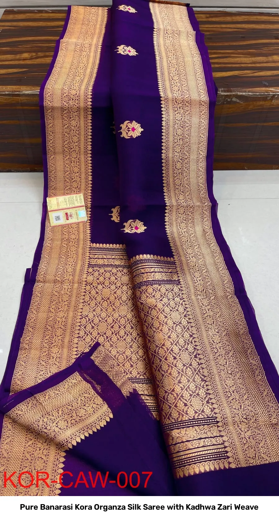 Pure Banarasi Kora Organza Silk Saree with Kadhwa Zari Weave 5