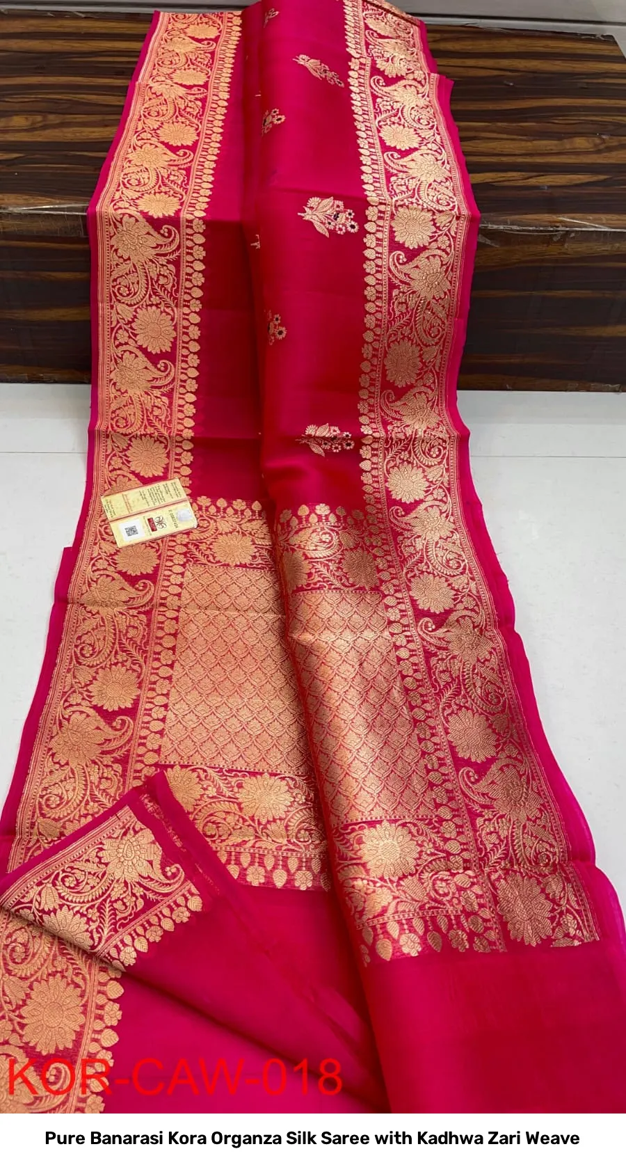 Pure Banarasi Kora Organza Silk Saree with Kadhwa Zari Weave 6