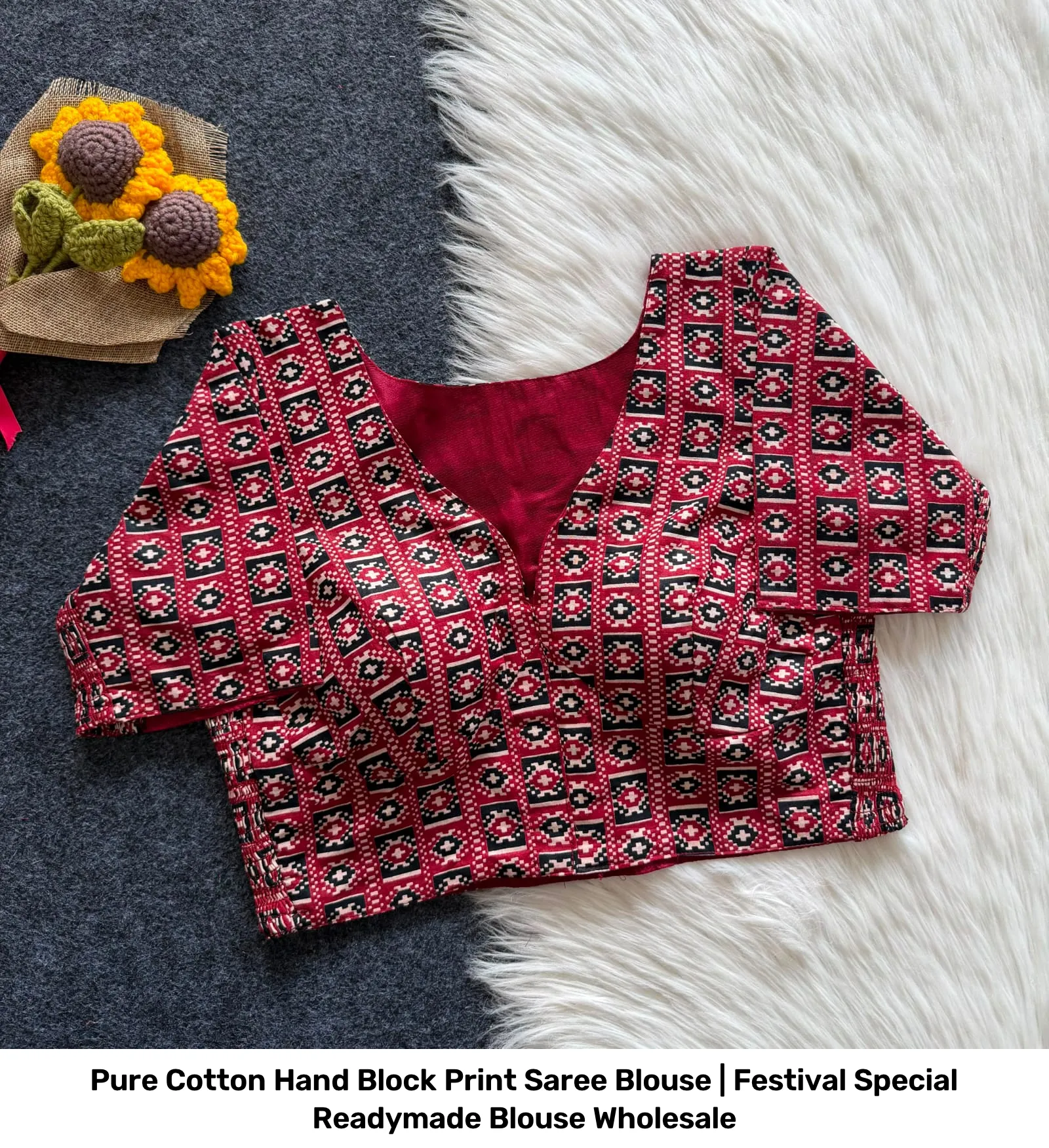 Pure Cotton Hand Block Print Saree Blouse | Festival Special Readymade Blouse Wholesale 10