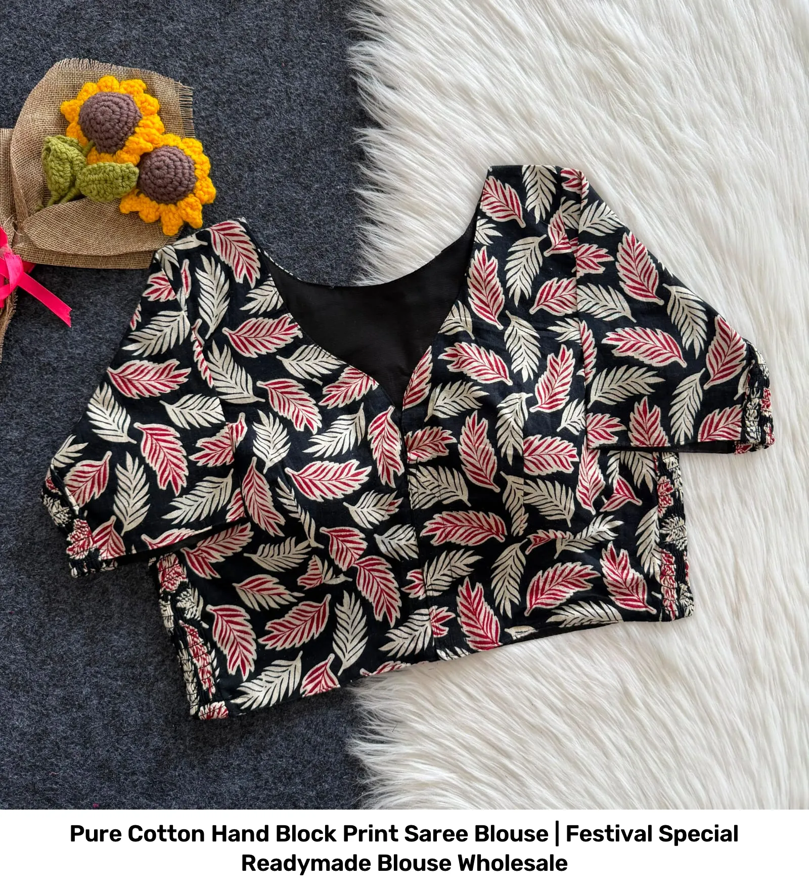 Pure Cotton Hand Block Print Saree Blouse | Festival Special Readymade Blouse Wholesale 11