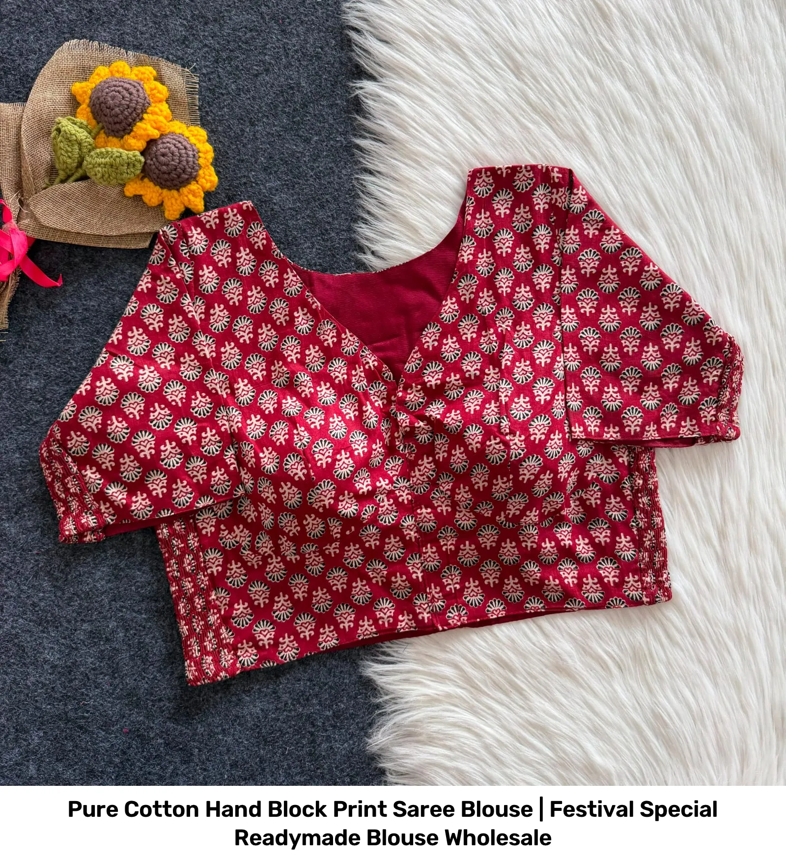 Pure Cotton Hand Block Print Saree Blouse | Festival Special Readymade Blouse Wholesale 12