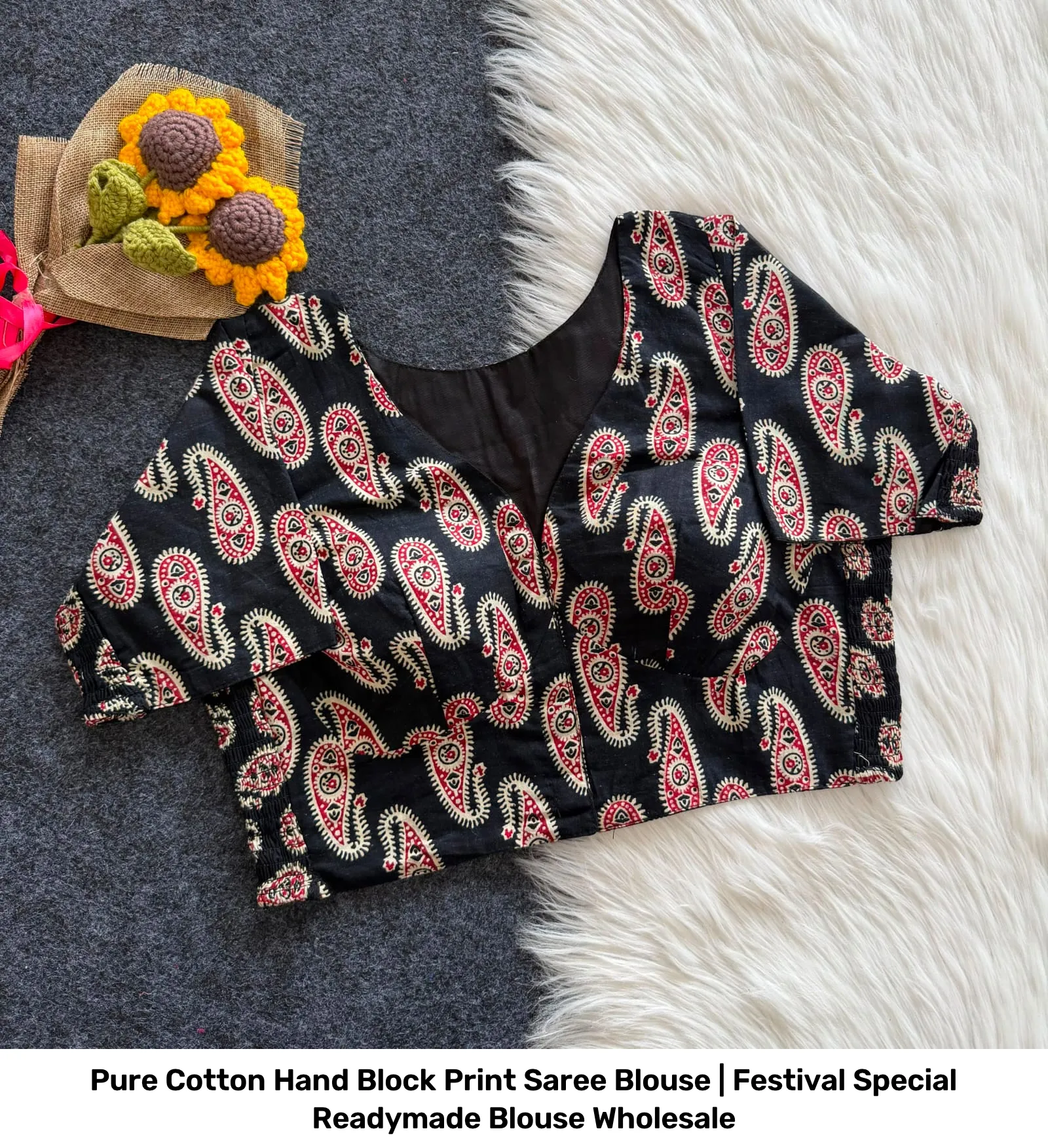 Pure Cotton Hand Block Print Saree Blouse | Festival Special Readymade Blouse Wholesale 13