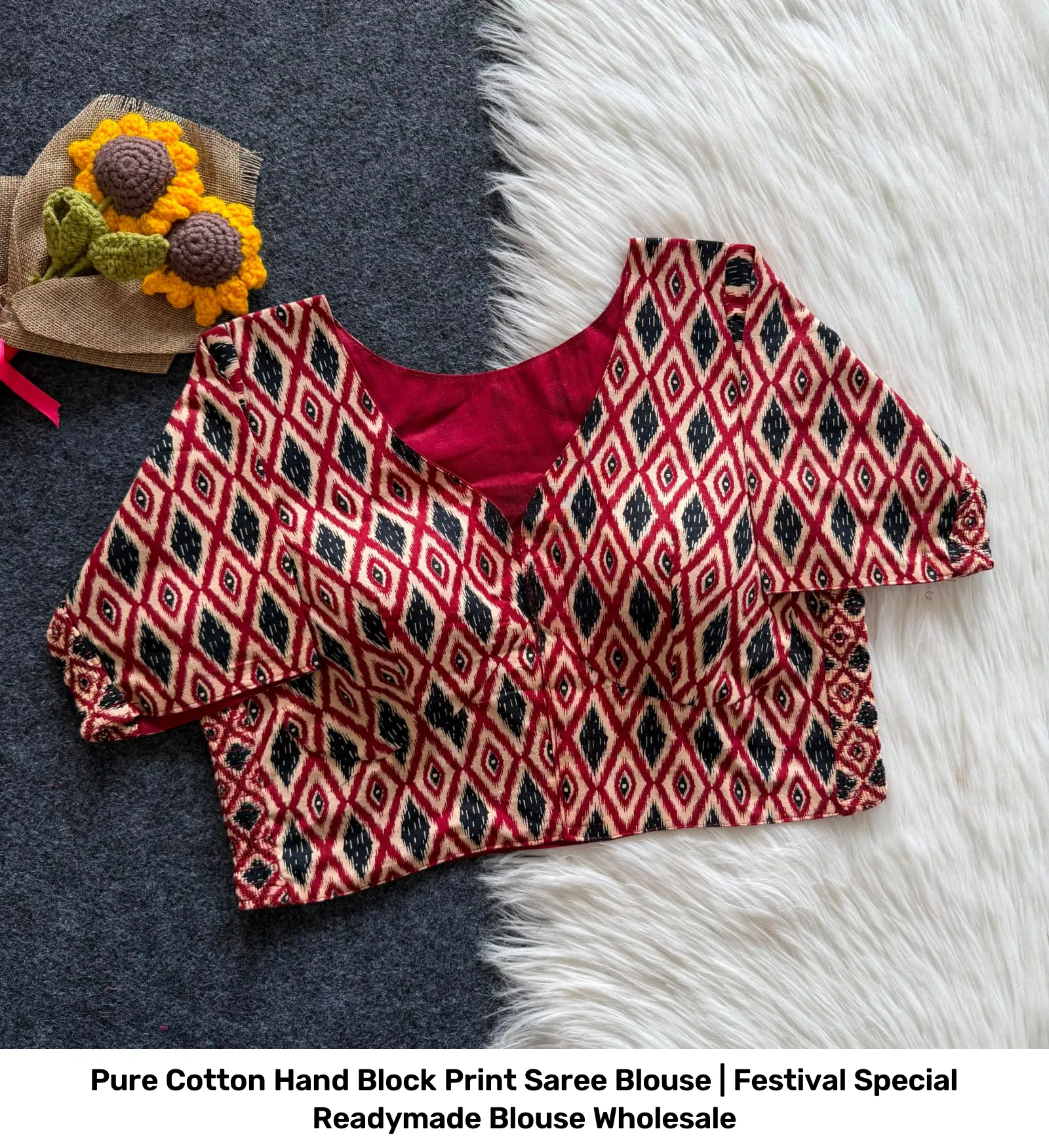 Pure Cotton Hand Block Print Saree Blouse | Festival Special Readymade Blouse Wholesale 14
