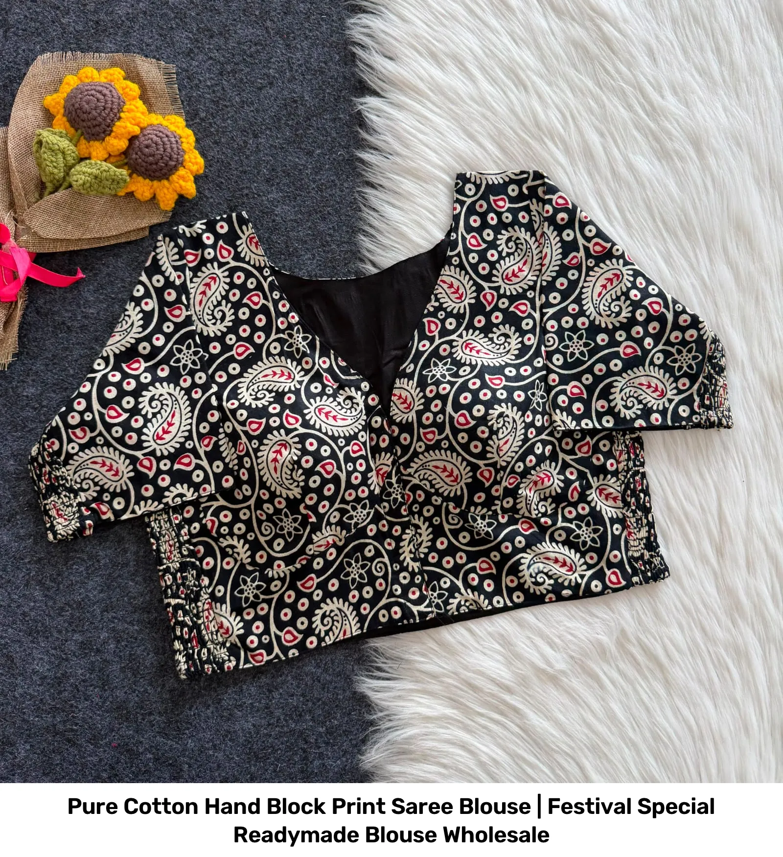 Pure Cotton Hand Block Print Saree Blouse | Festival Special Readymade Blouse Wholesale 15