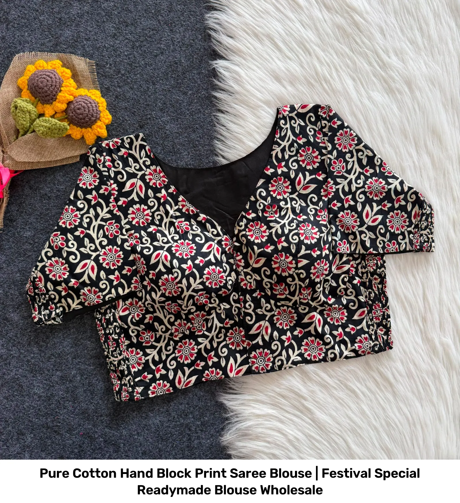 Pure Cotton Hand Block Print Saree Blouse | Festival Special Readymade Blouse Wholesale 16