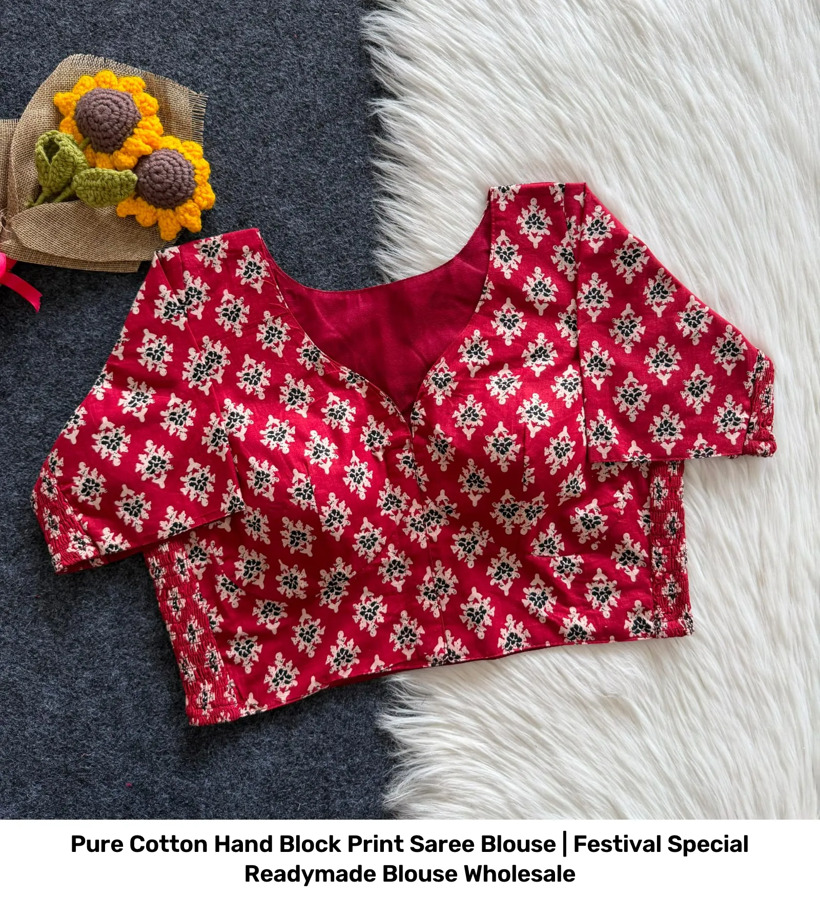 Pure Cotton Hand Block Print Saree Blouse | Festival Special Readymade Blouse Wholesale 17