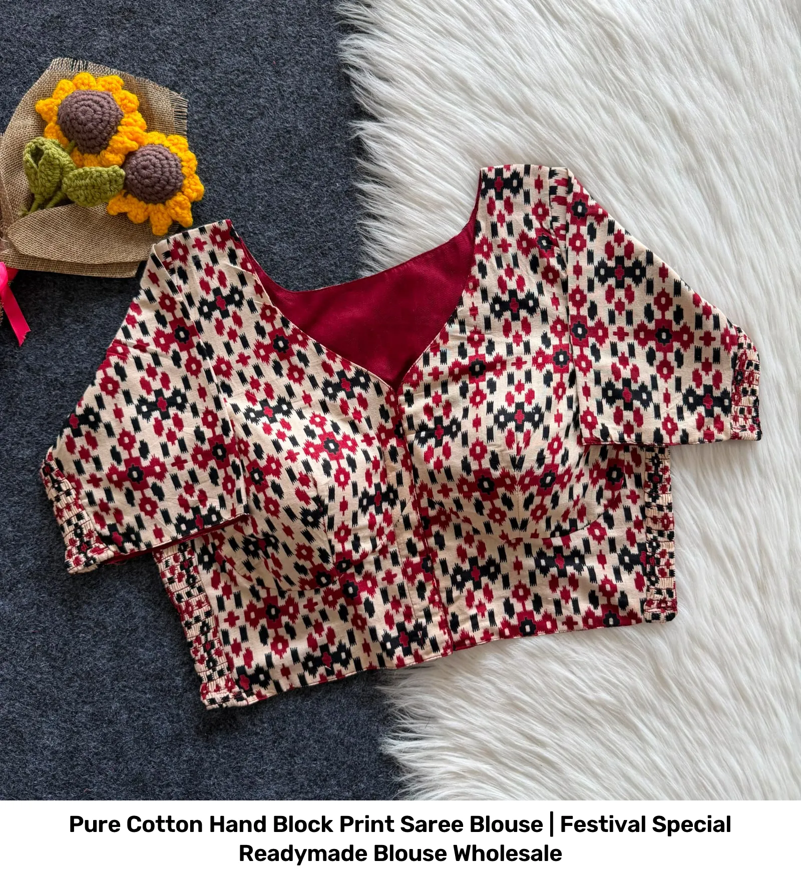 Pure Cotton Hand Block Print Saree Blouse | Festival Special Readymade Blouse Wholesale 18