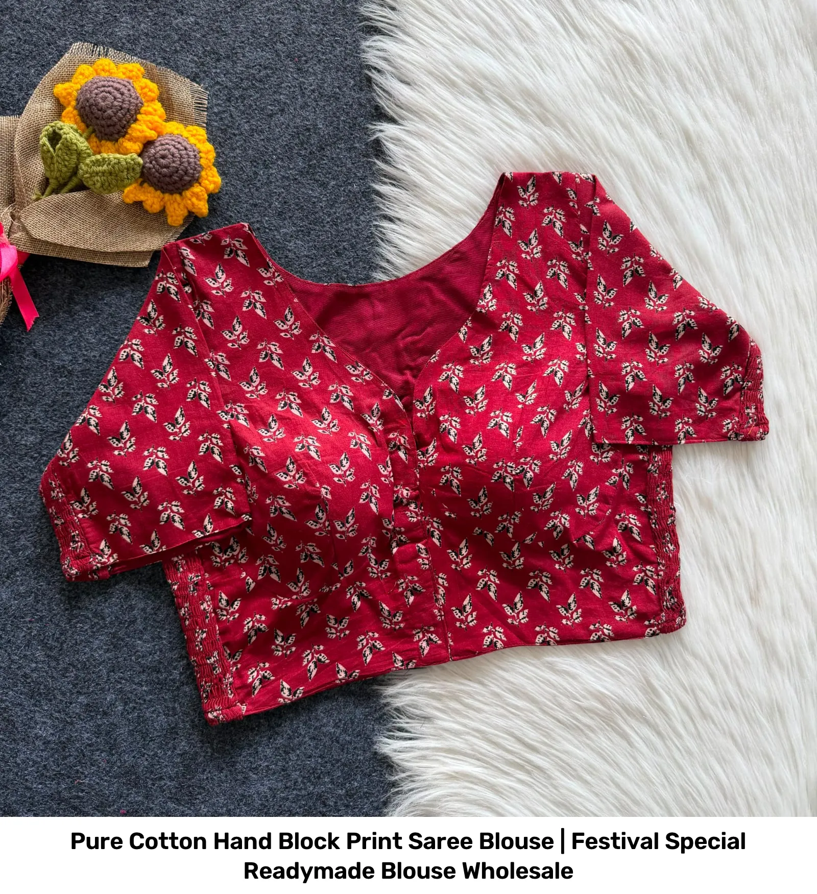 Pure Cotton Hand Block Print Saree Blouse | Festival Special Readymade Blouse Wholesale 2